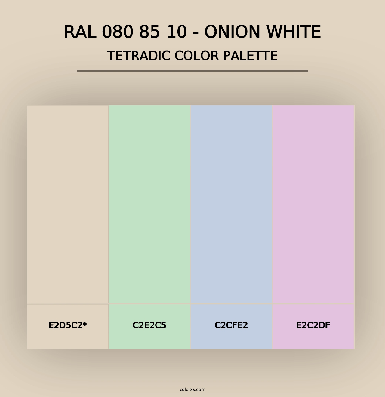 RAL 080 85 10 - Onion White - Tetradic Color Palette