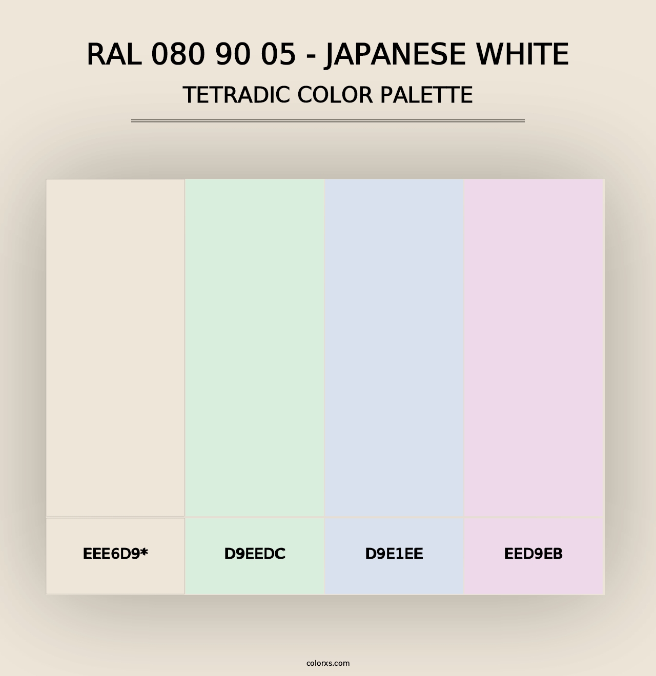 RAL 080 90 05 - Japanese White - Tetradic Color Palette