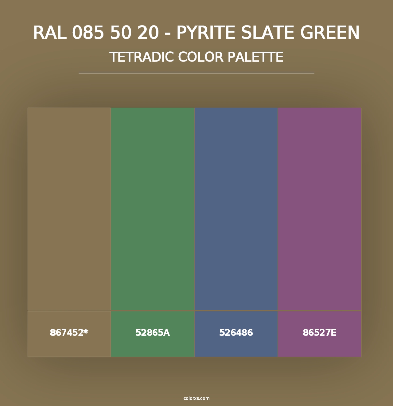 RAL 085 50 20 - Pyrite Slate Green - Tetradic Color Palette