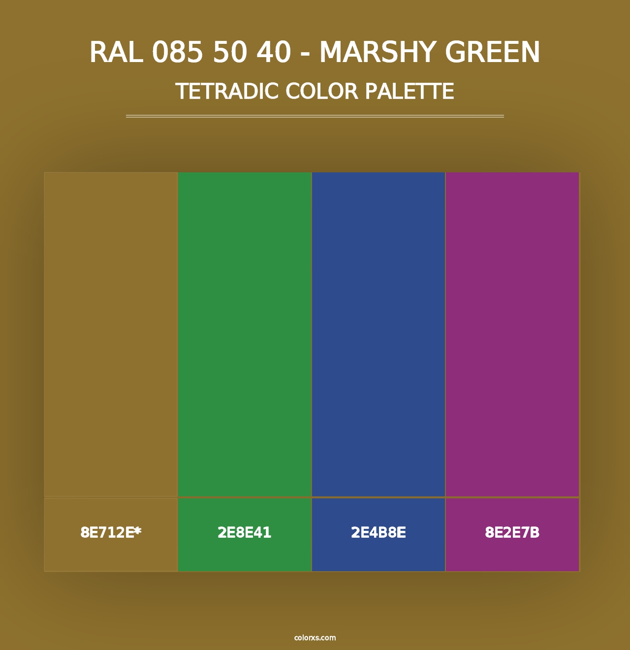 RAL 085 50 40 - Marshy Green - Tetradic Color Palette