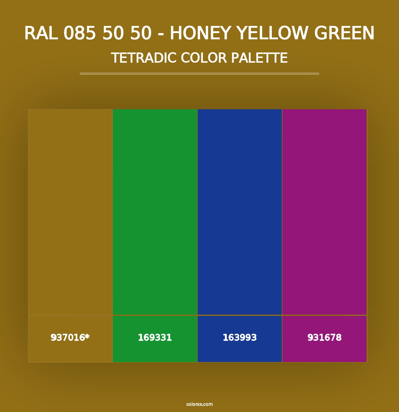 RAL 085 50 50 - Honey Yellow Green - Tetradic Color Palette