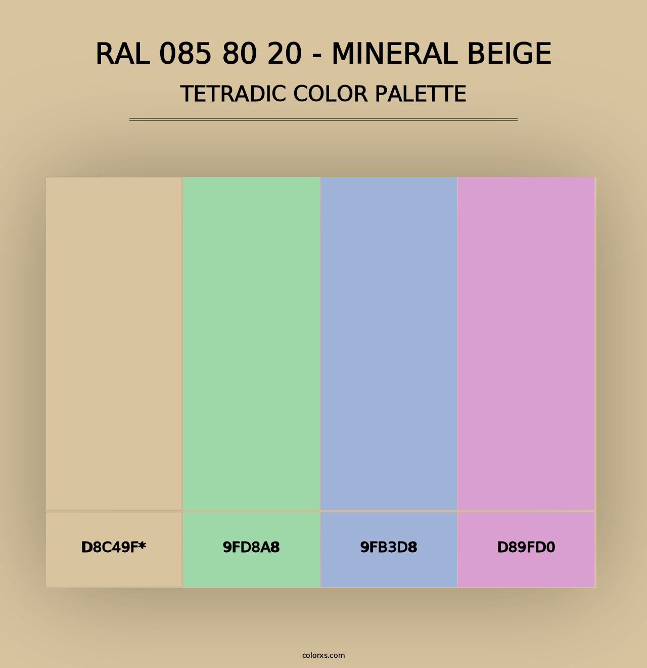 RAL 085 80 20 - Mineral Beige - Tetradic Color Palette