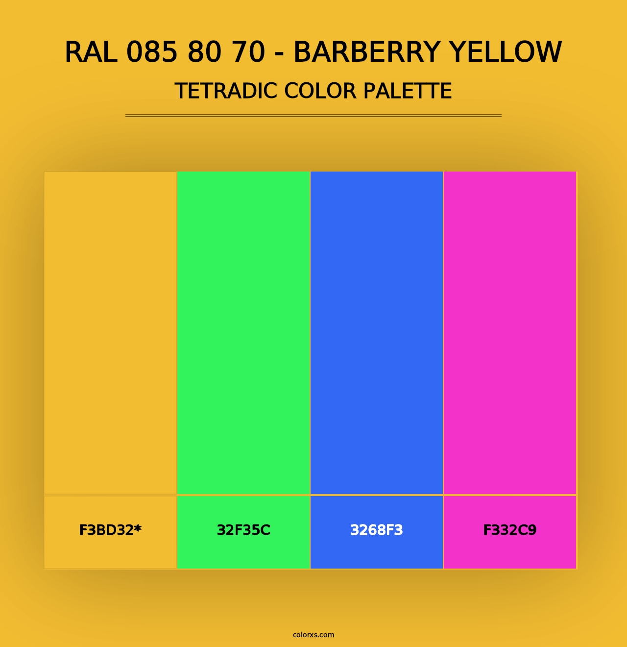 RAL 085 80 70 - Barberry Yellow - Tetradic Color Palette