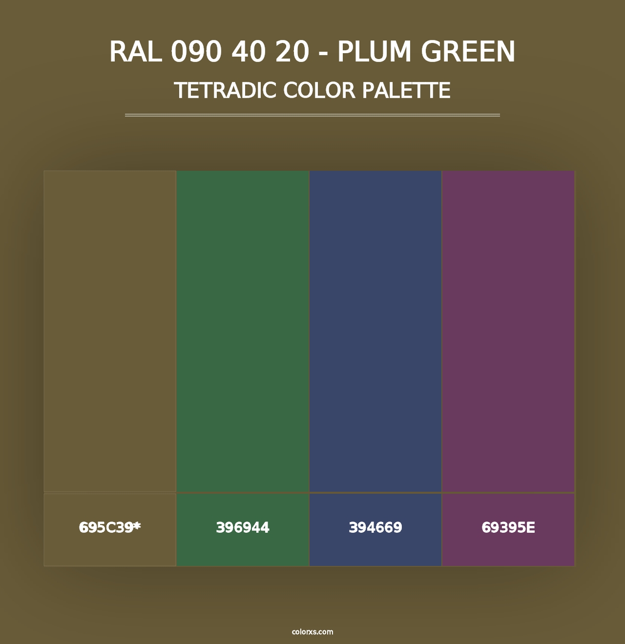 RAL 090 40 20 - Plum Green - Tetradic Color Palette