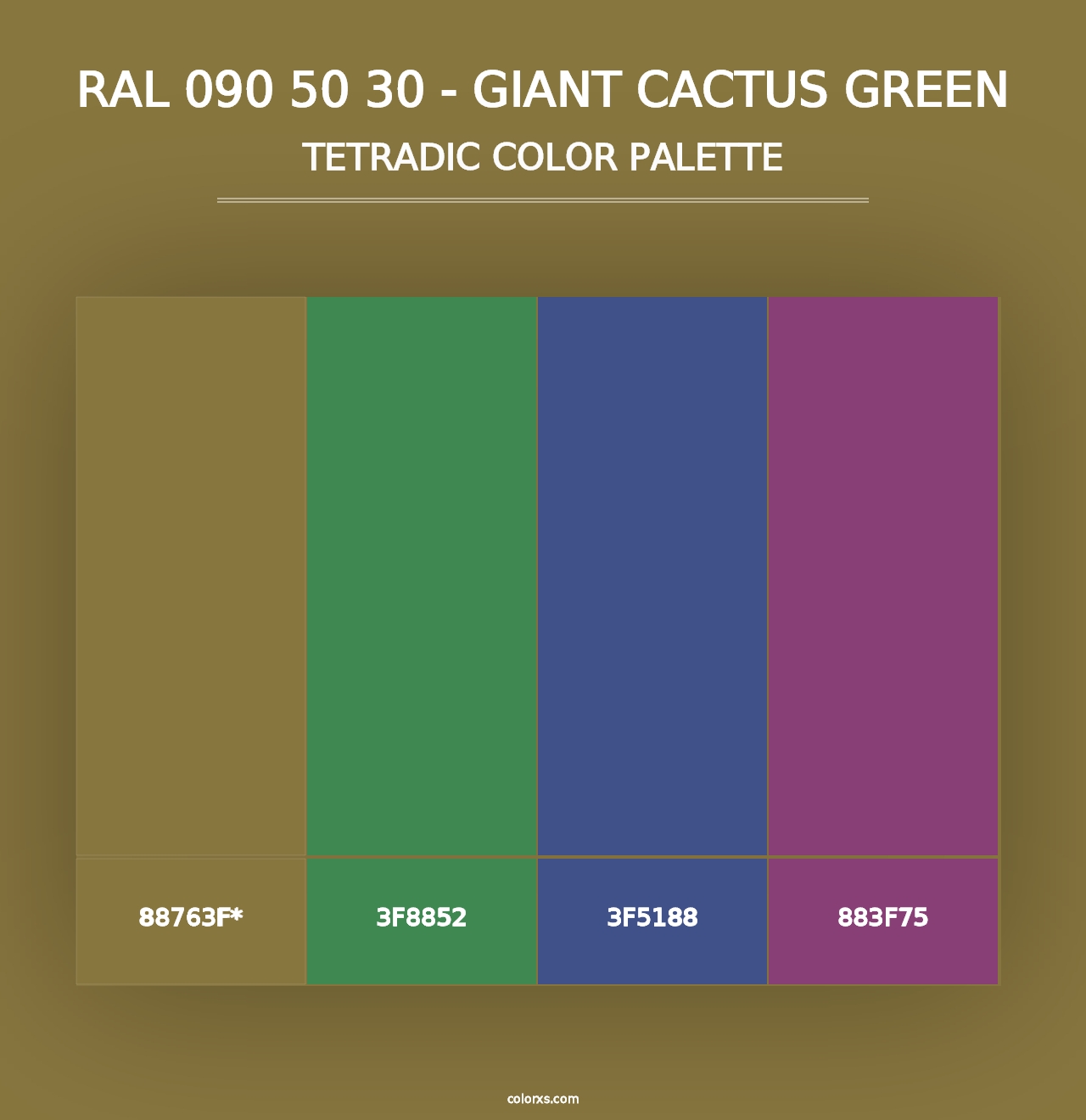 RAL 090 50 30 - Giant Cactus Green - Tetradic Color Palette