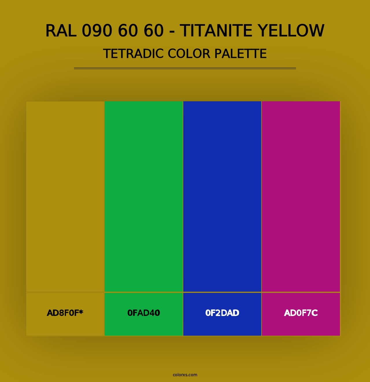 RAL 090 60 60 - Titanite Yellow - Tetradic Color Palette