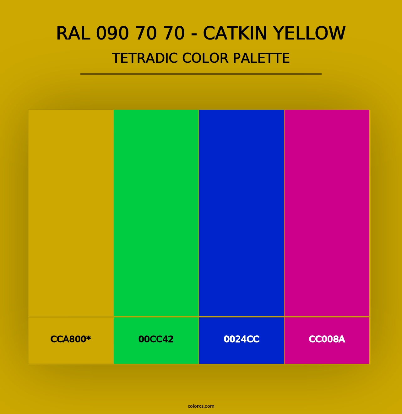 RAL 090 70 70 - Catkin Yellow - Tetradic Color Palette