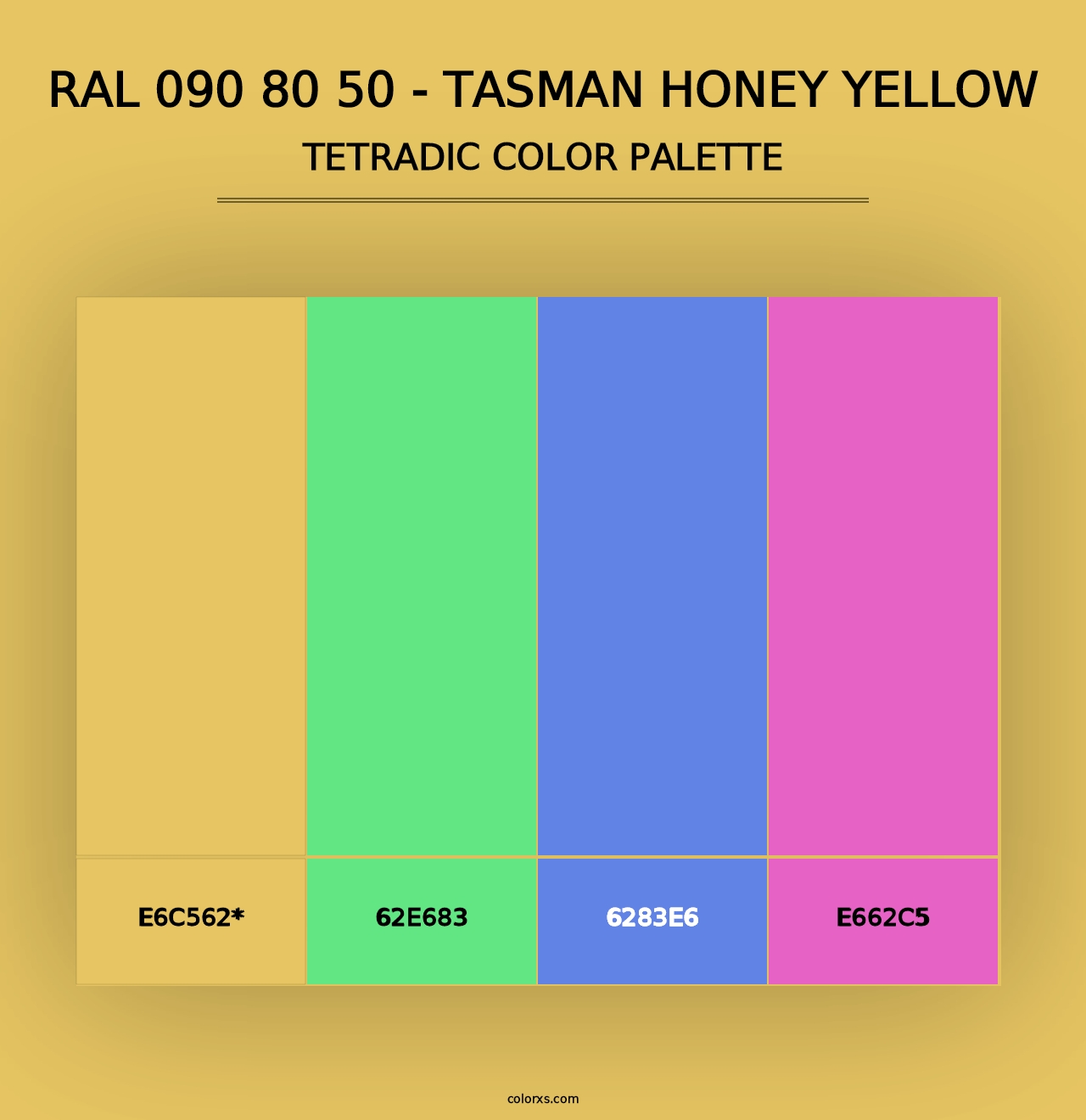 RAL 090 80 50 - Tasman Honey Yellow - Tetradic Color Palette