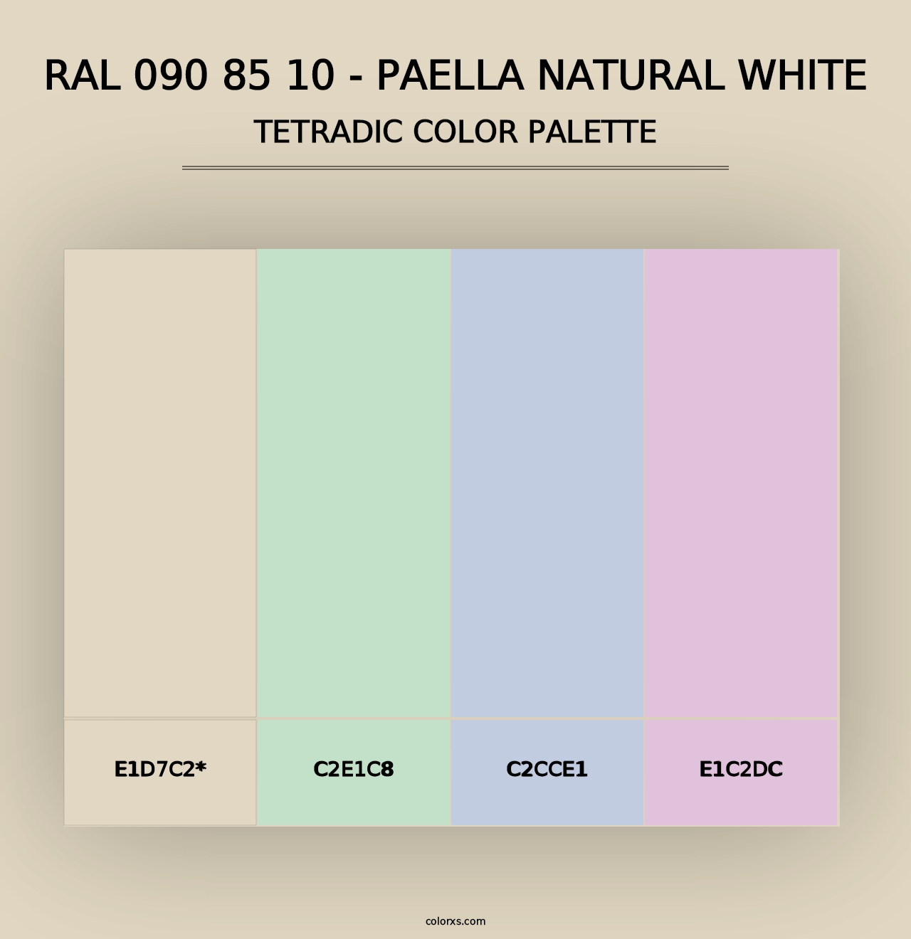 RAL 090 85 10 - Paella Natural White - Tetradic Color Palette