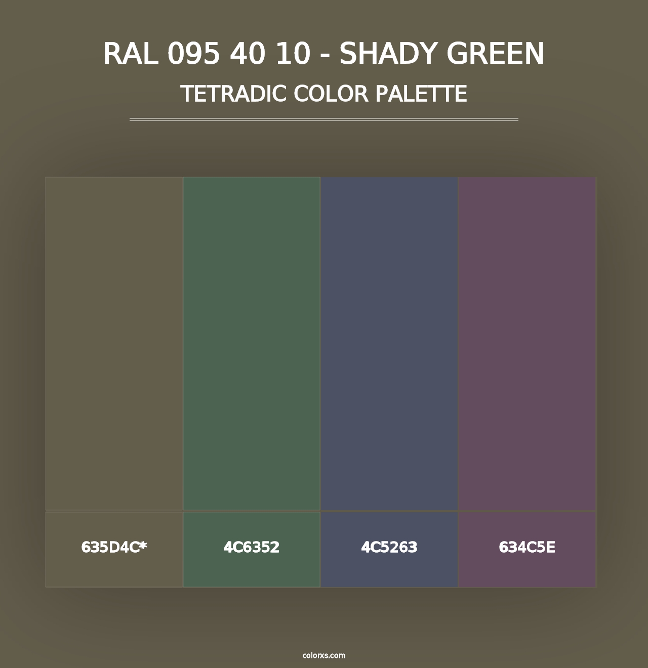 RAL 095 40 10 - Shady Green - Tetradic Color Palette