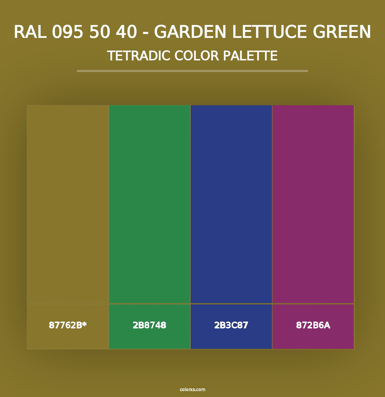 RAL 095 50 40 - Garden Lettuce Green - Tetradic Color Palette