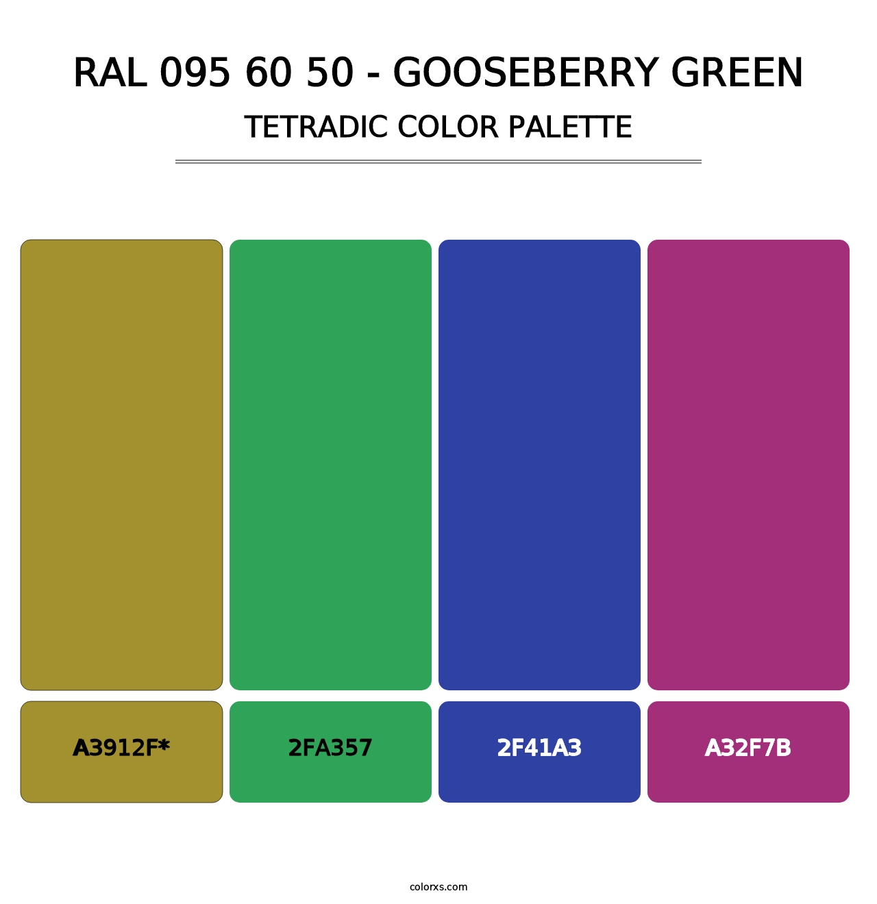 RAL 095 60 50 - Gooseberry Green - Tetradic Color Palette