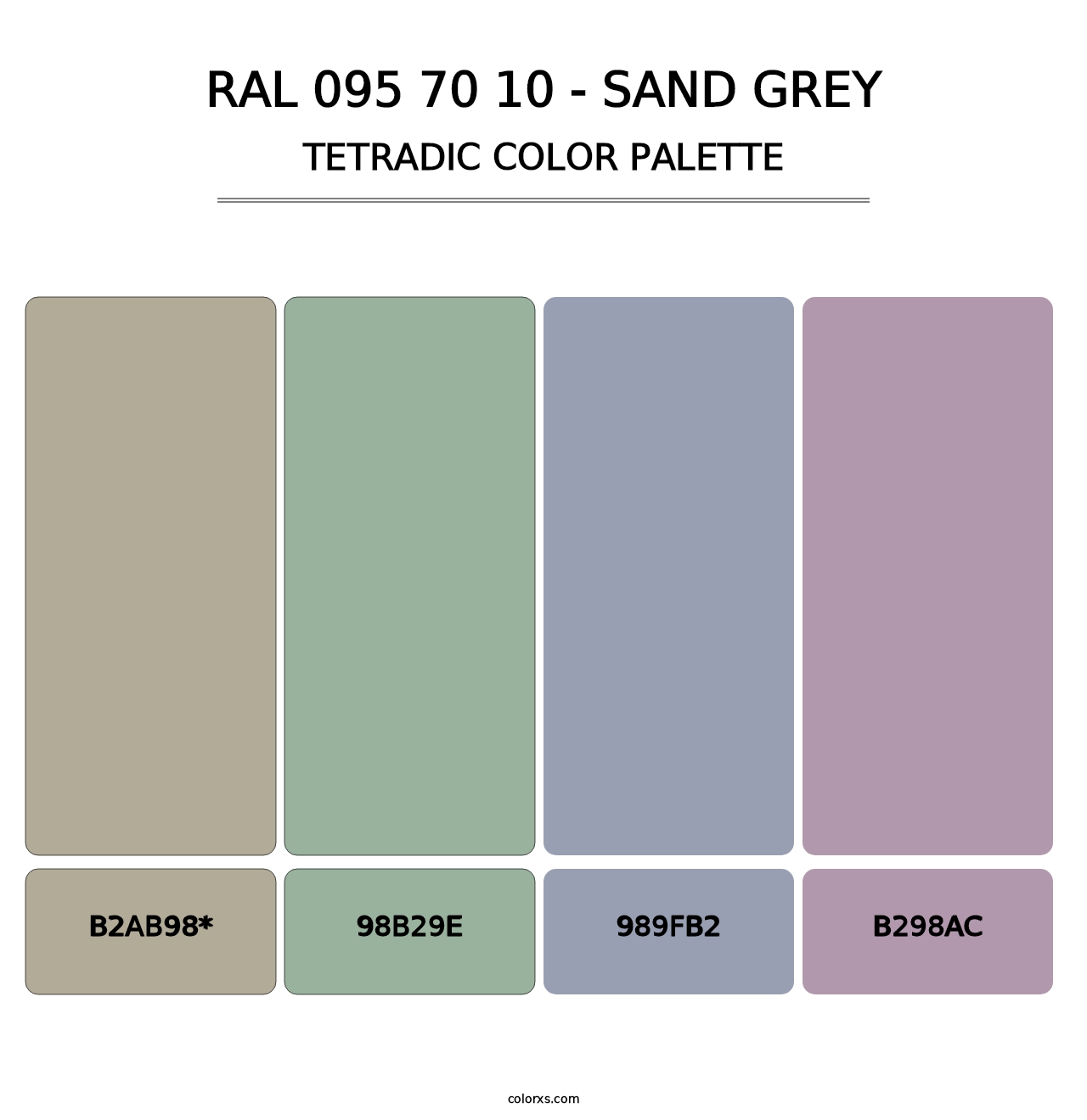 RAL 095 70 10 - Sand Grey - Tetradic Color Palette