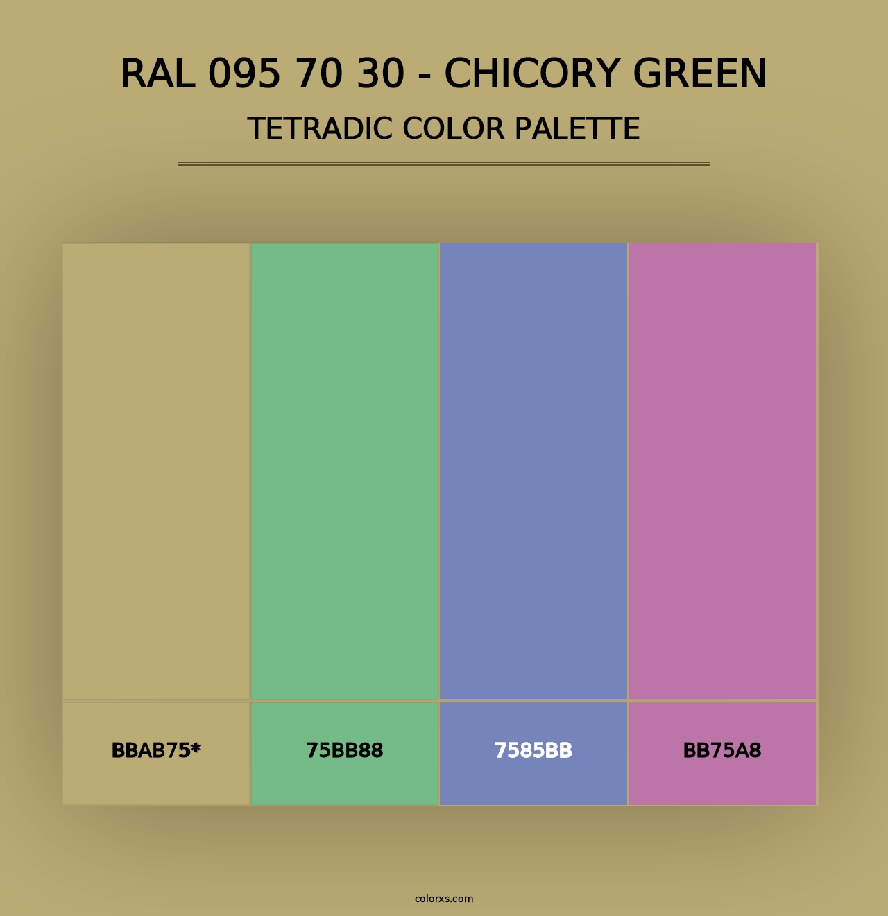 RAL 095 70 30 - Chicory Green - Tetradic Color Palette