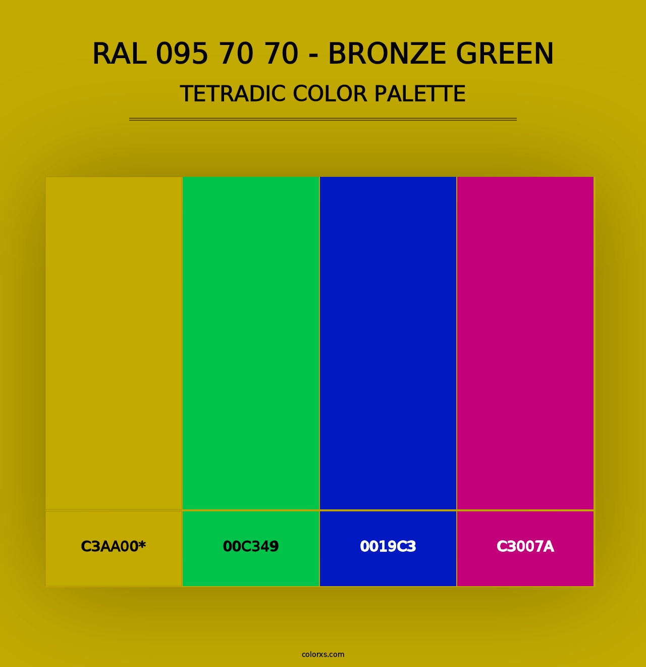 RAL 095 70 70 - Bronze Green - Tetradic Color Palette