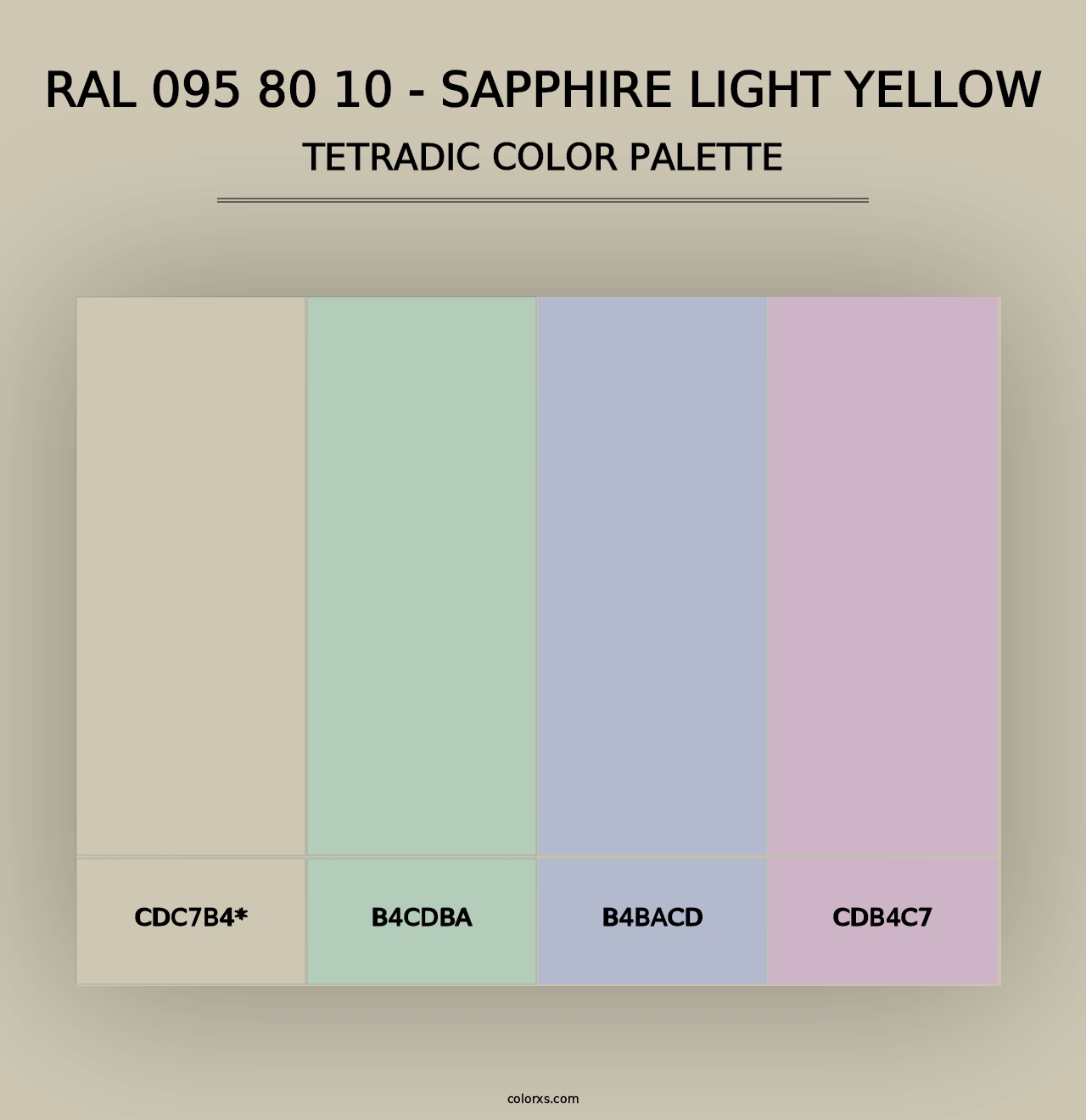 RAL 095 80 10 - Sapphire Light Yellow - Tetradic Color Palette