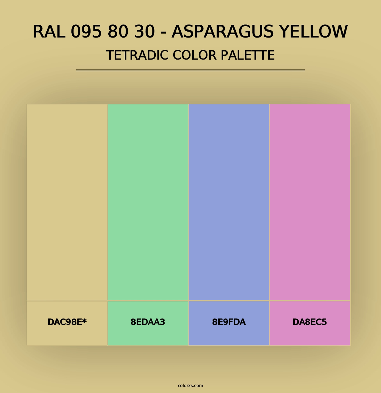 RAL 095 80 30 - Asparagus Yellow - Tetradic Color Palette