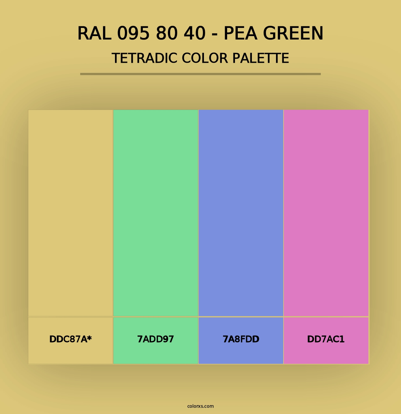 RAL 095 80 40 - Pea Green - Tetradic Color Palette