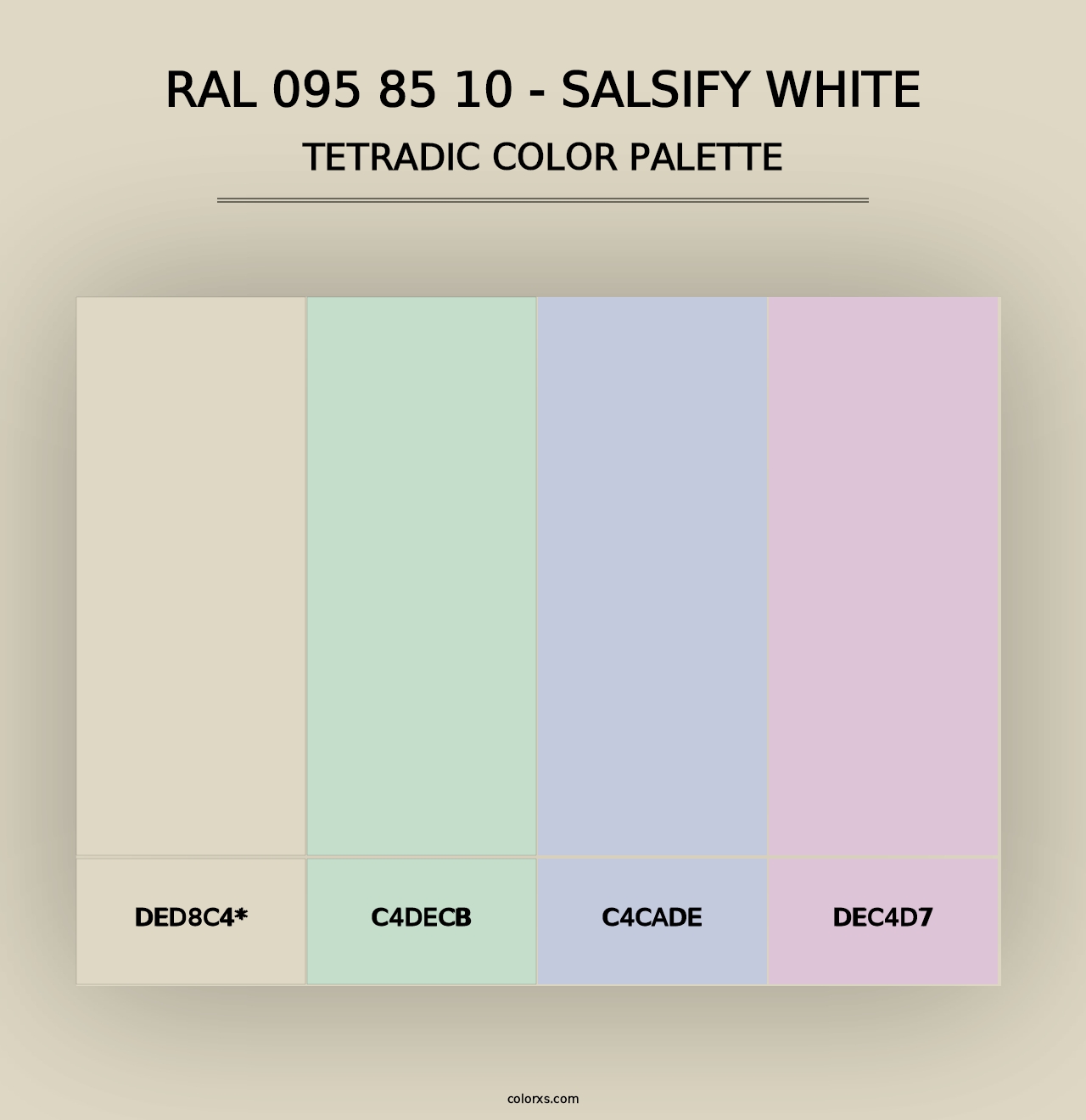 RAL 095 85 10 - Salsify White - Tetradic Color Palette