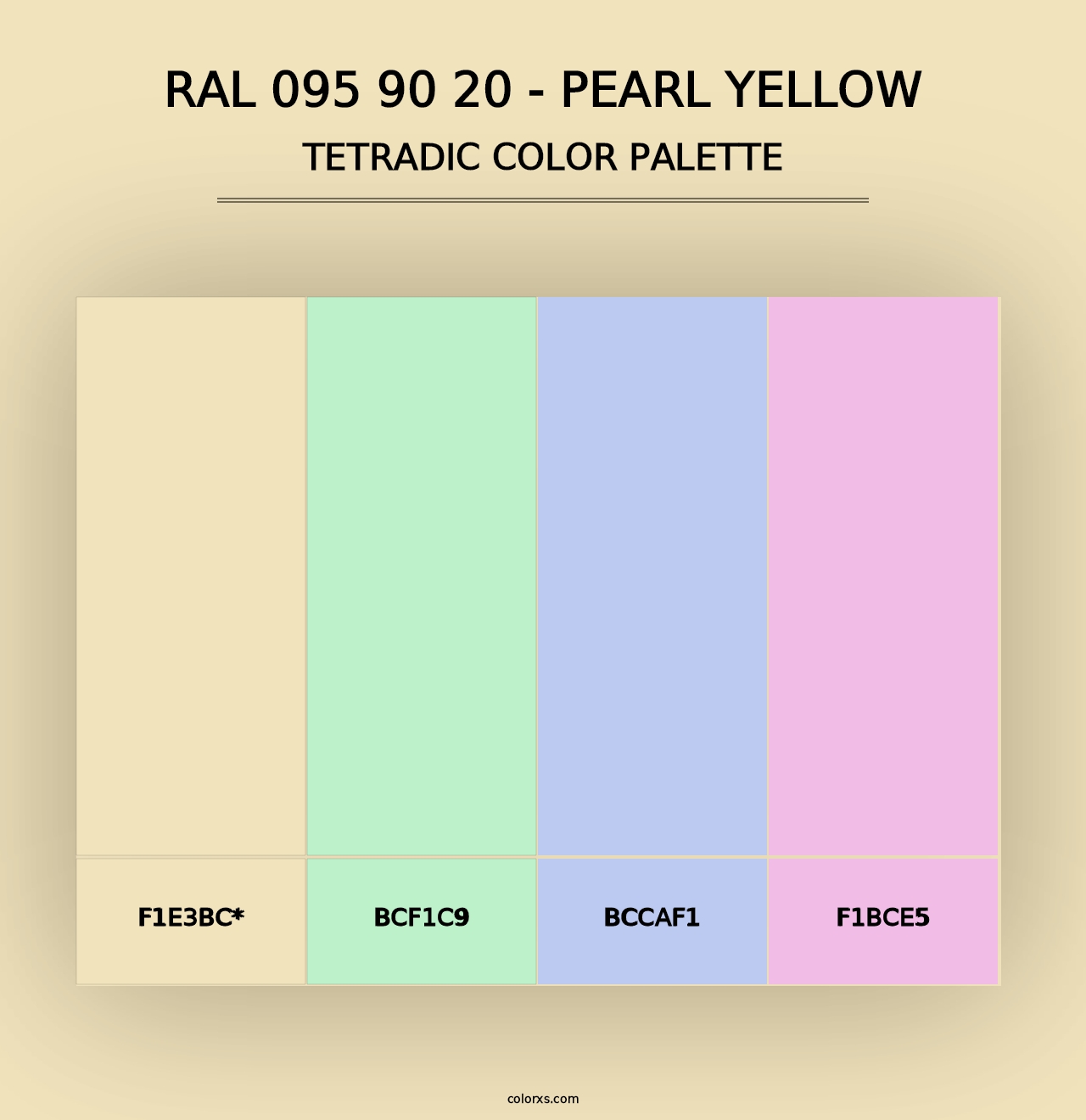 RAL 095 90 20 - Pearl Yellow - Tetradic Color Palette