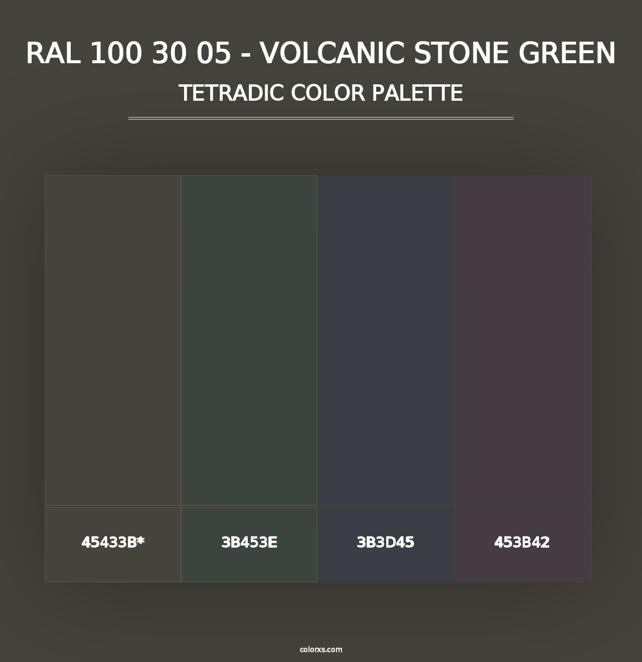 RAL 100 30 05 - Volcanic Stone Green - Tetradic Color Palette