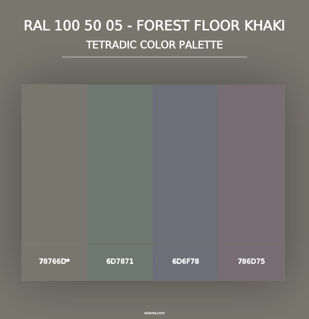 RAL 100 50 05 - Forest Floor Khaki - Tetradic Color Palette