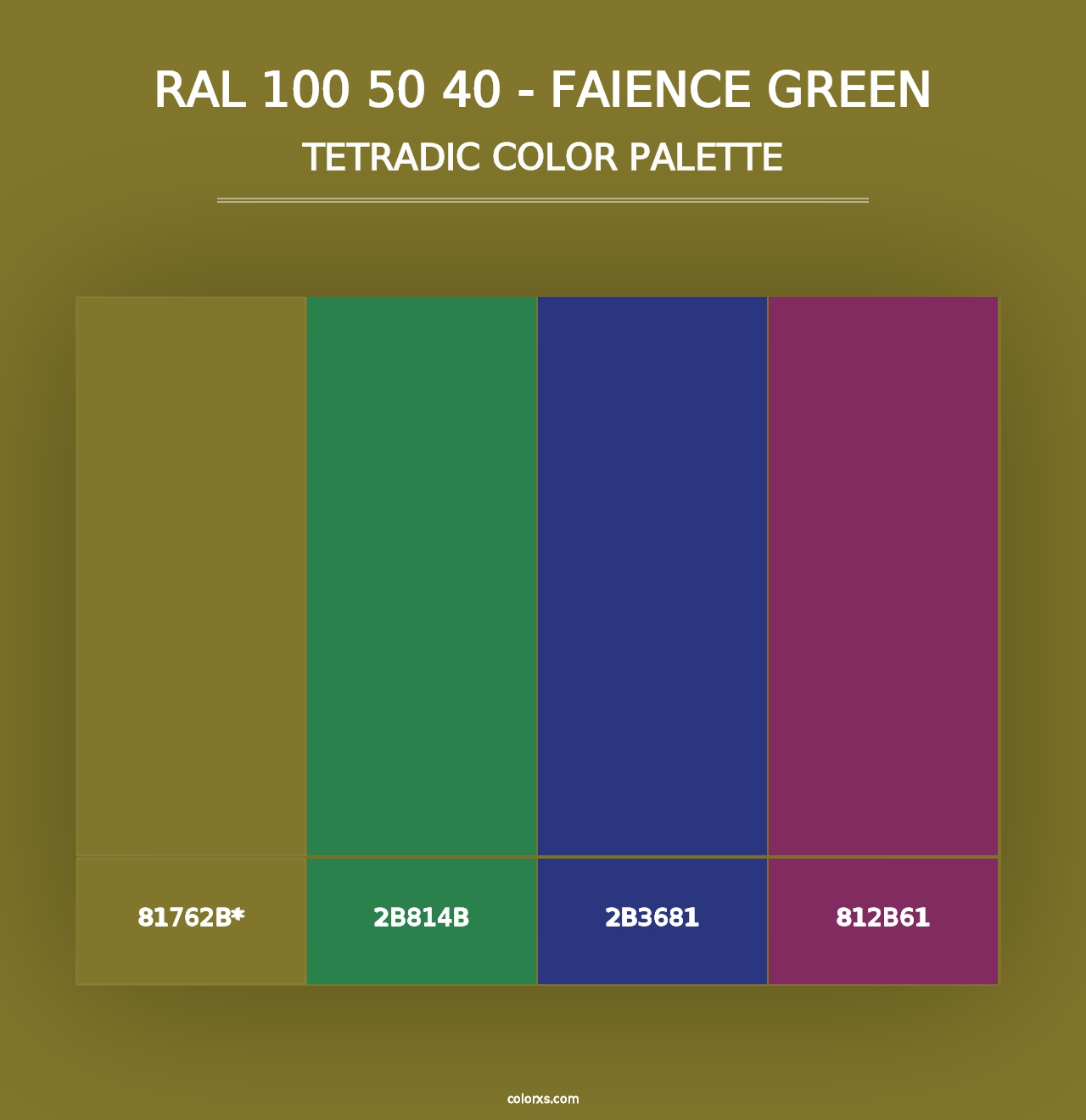 RAL 100 50 40 - Faience Green - Tetradic Color Palette