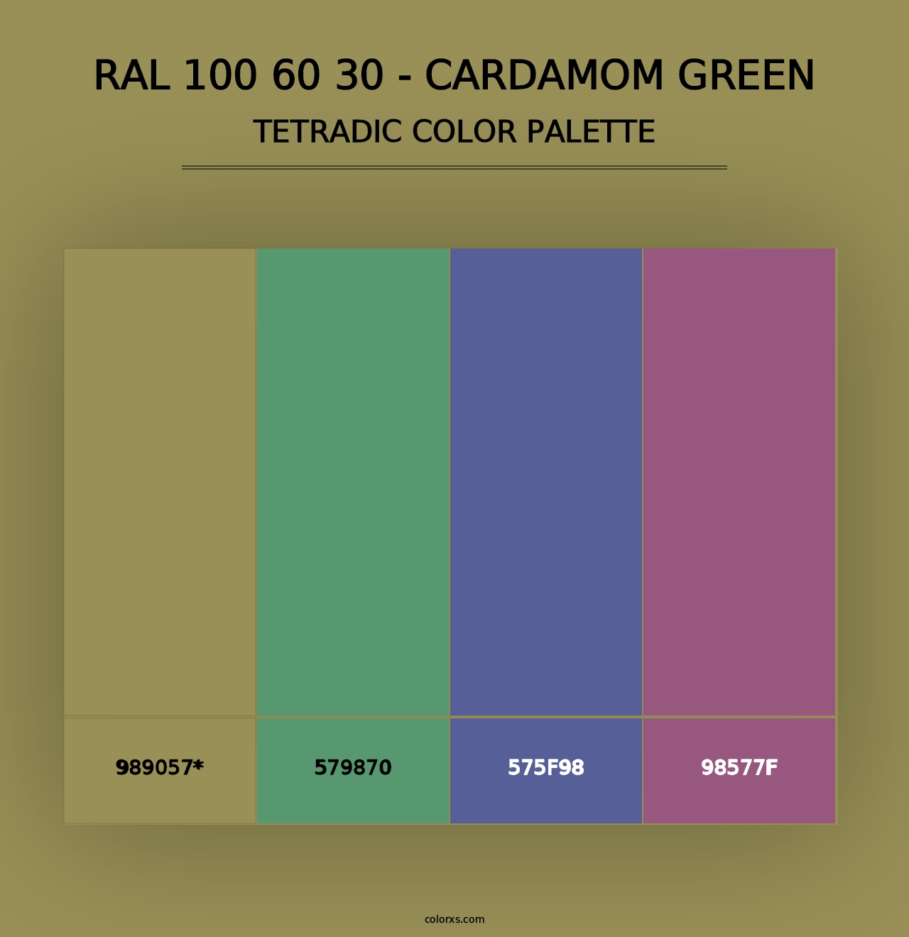 RAL 100 60 30 - Cardamom Green - Tetradic Color Palette