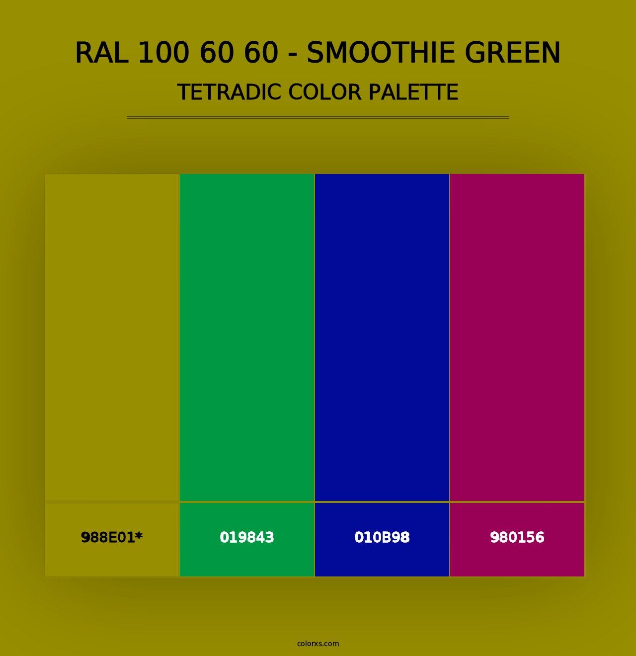 RAL 100 60 60 - Smoothie Green - Tetradic Color Palette