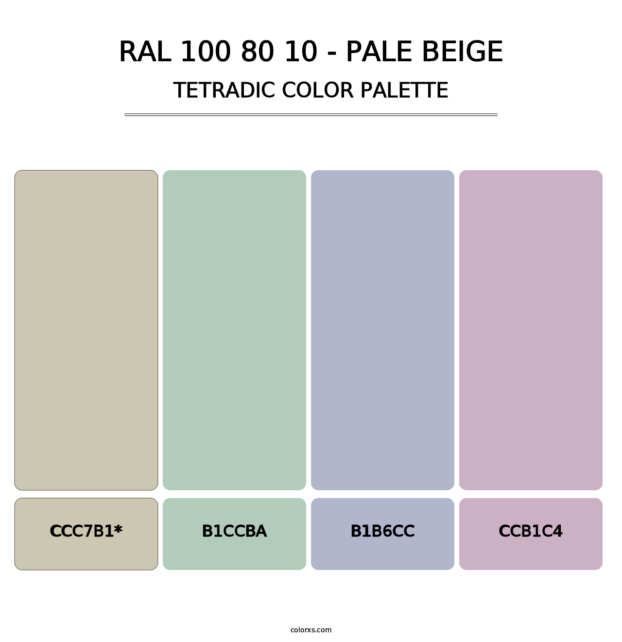 RAL 100 80 10 - Pale Beige - Tetradic Color Palette