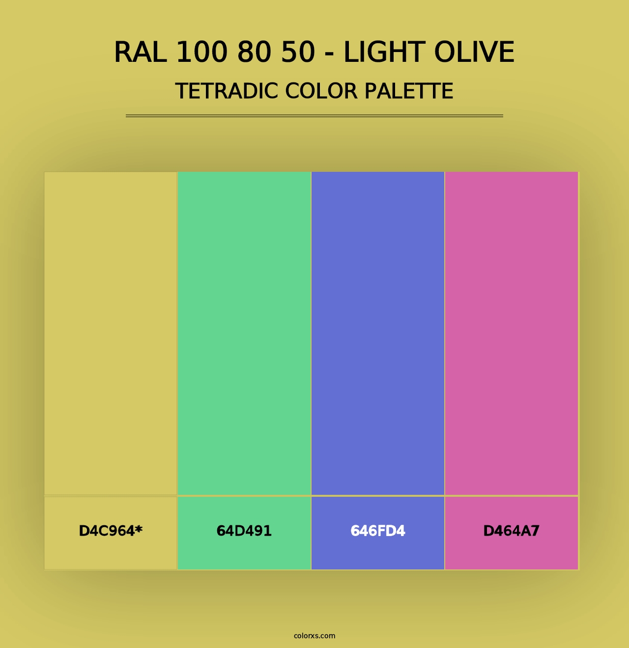 RAL 100 80 50 - Light Olive - Tetradic Color Palette