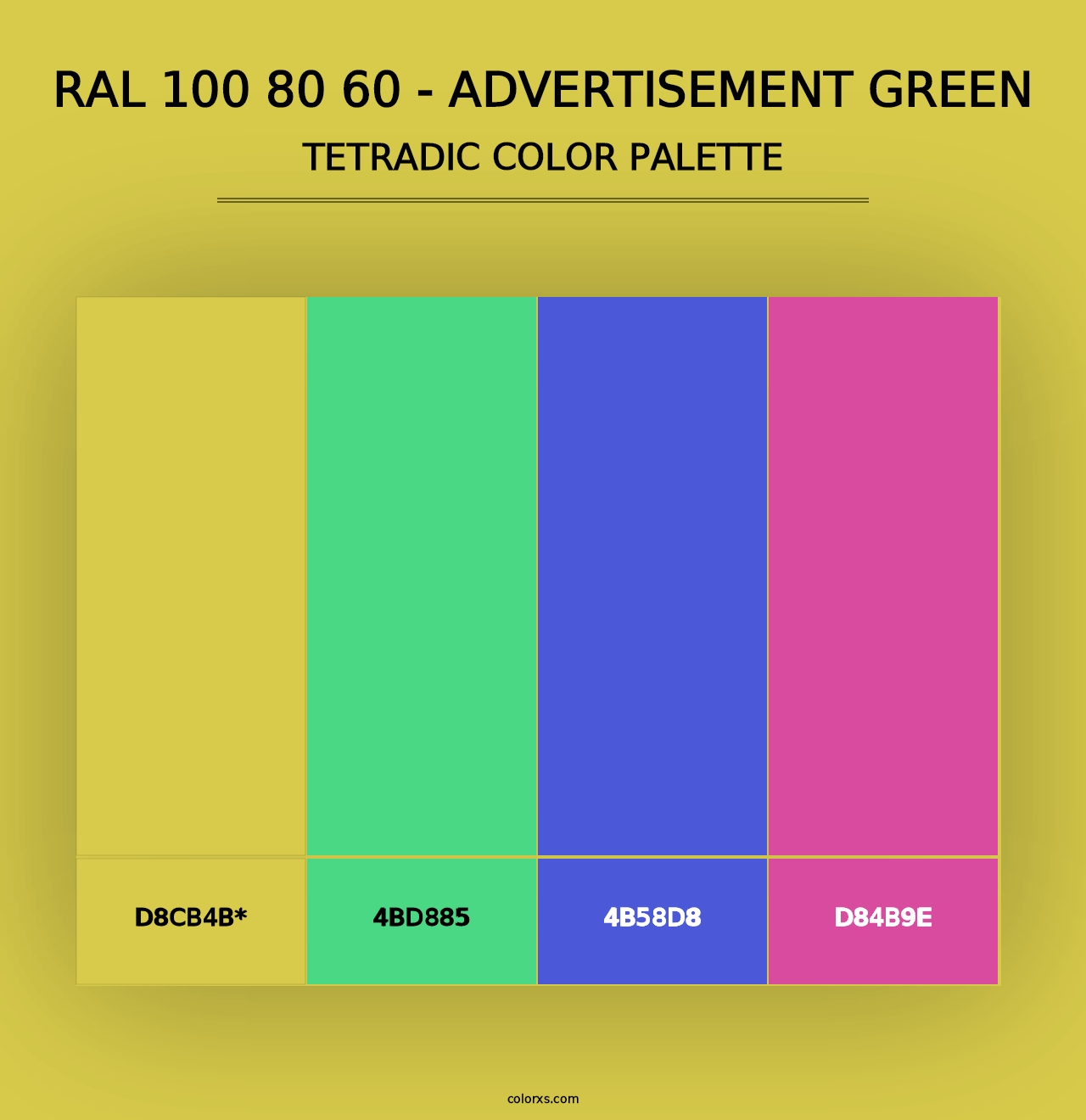 RAL 100 80 60 - Advertisement Green - Tetradic Color Palette