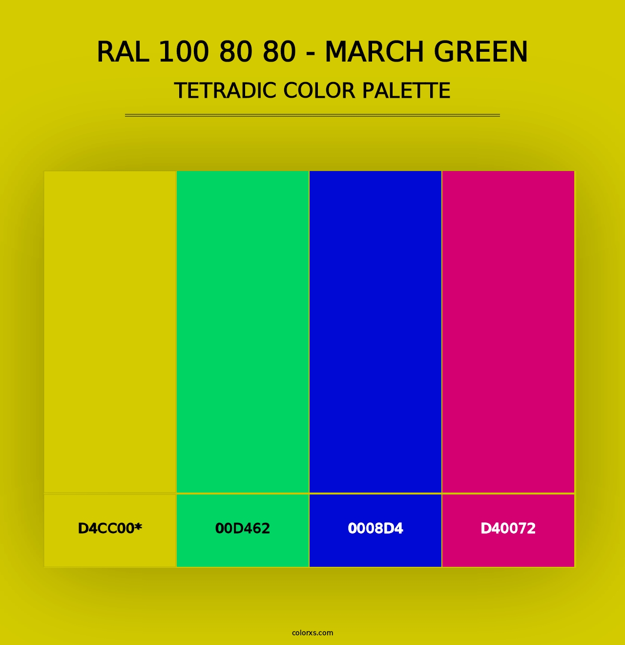 RAL 100 80 80 - March Green - Tetradic Color Palette