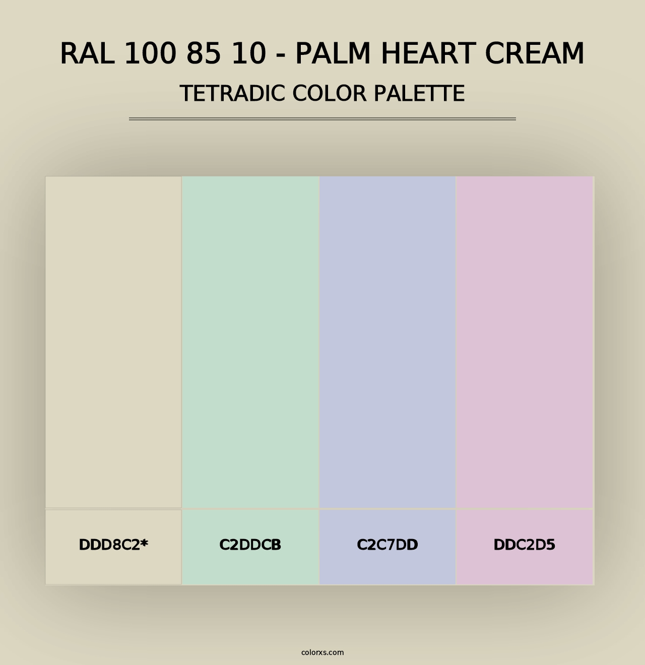 RAL 100 85 10 - Palm Heart Cream - Tetradic Color Palette