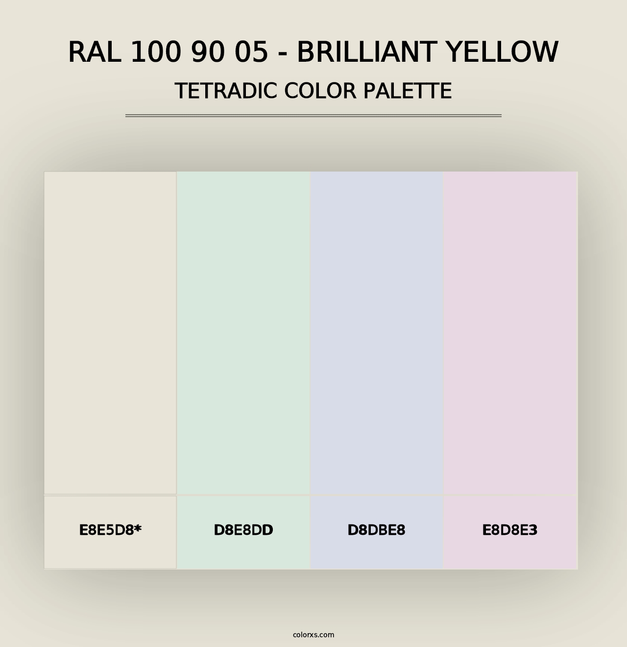 RAL 100 90 05 - Brilliant Yellow - Tetradic Color Palette