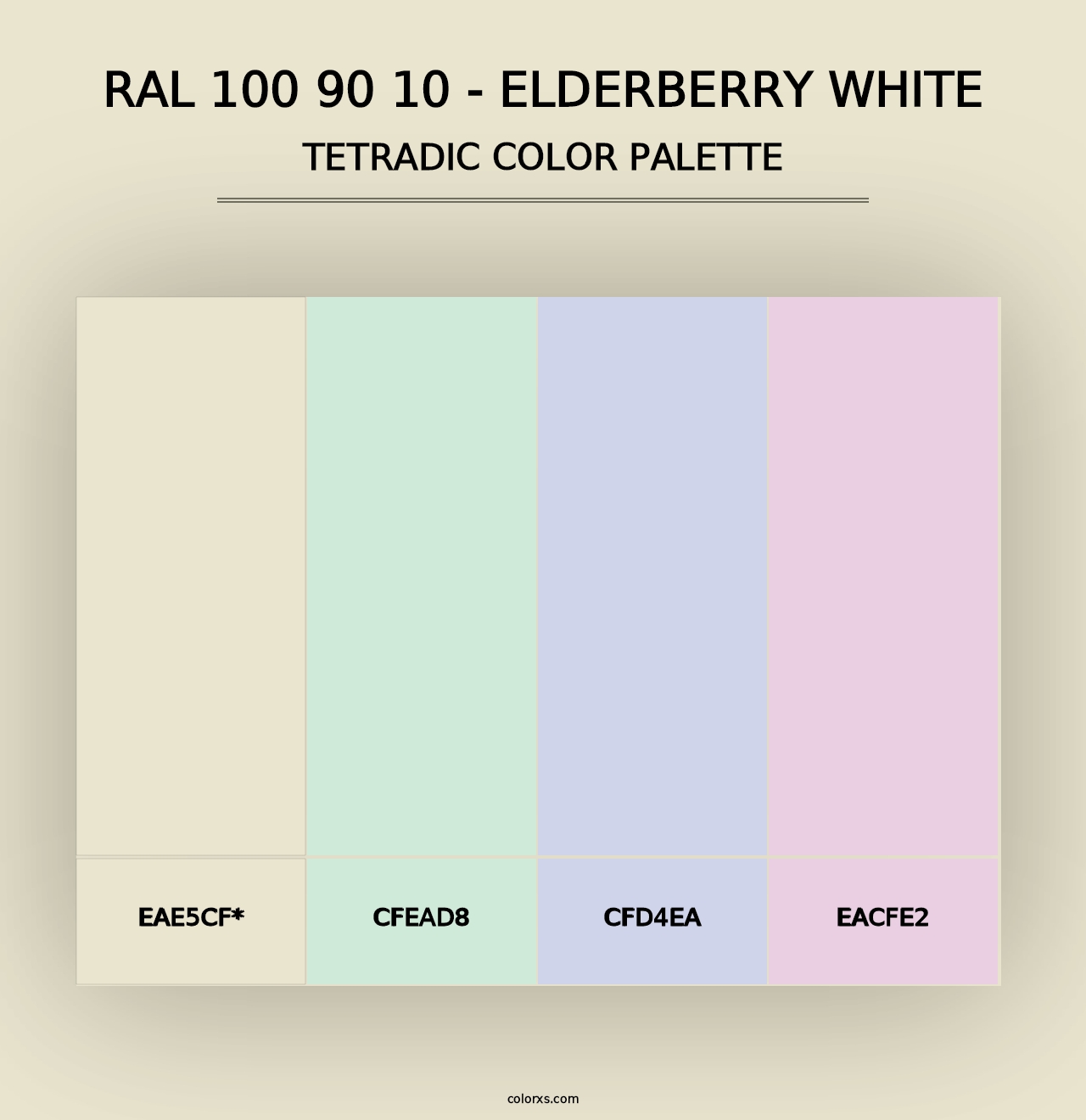 RAL 100 90 10 - Elderberry White - Tetradic Color Palette