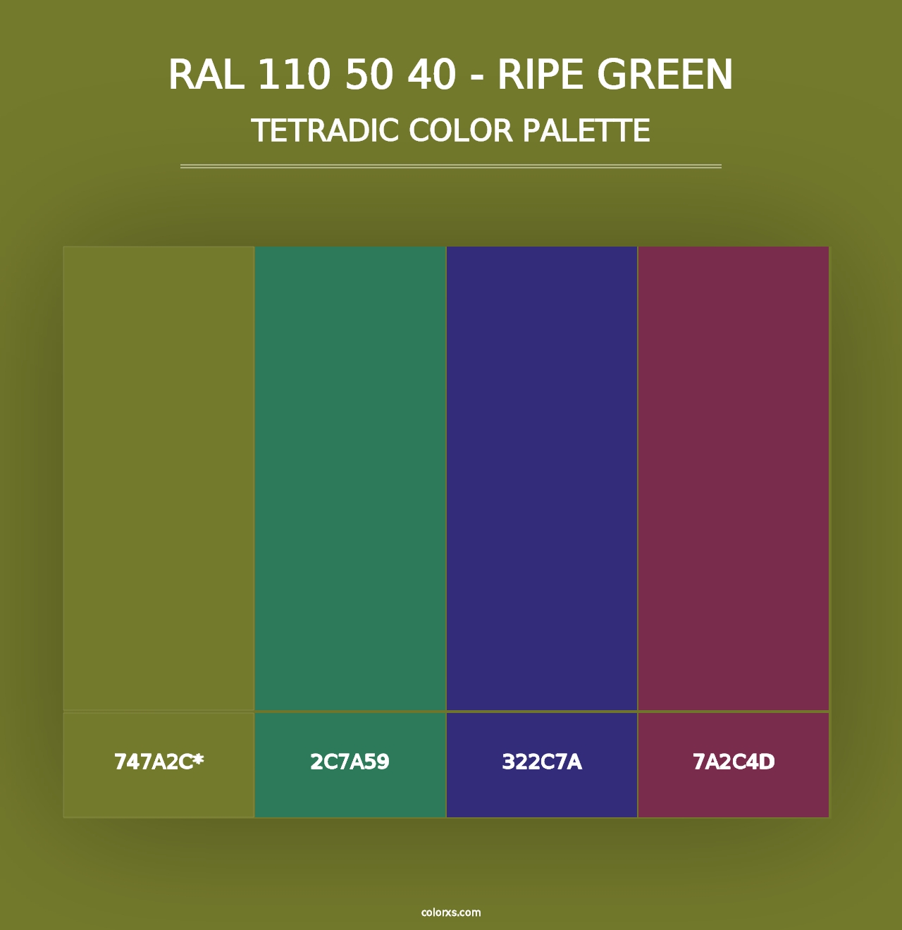 RAL 110 50 40 - Ripe Green - Tetradic Color Palette