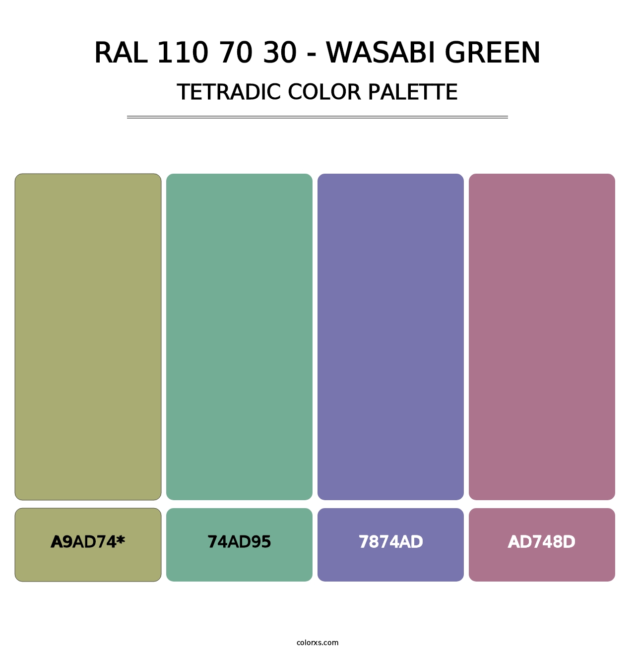 RAL 110 70 30 - Wasabi Green - Tetradic Color Palette