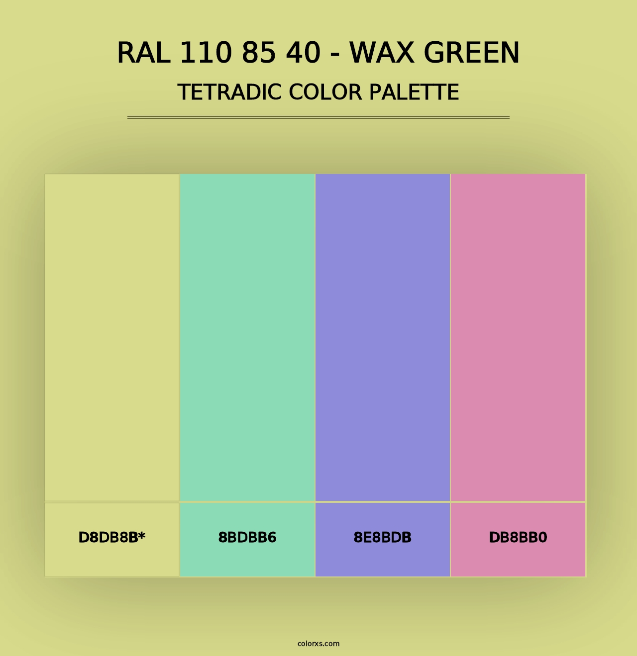 RAL 110 85 40 - Wax Green - Tetradic Color Palette