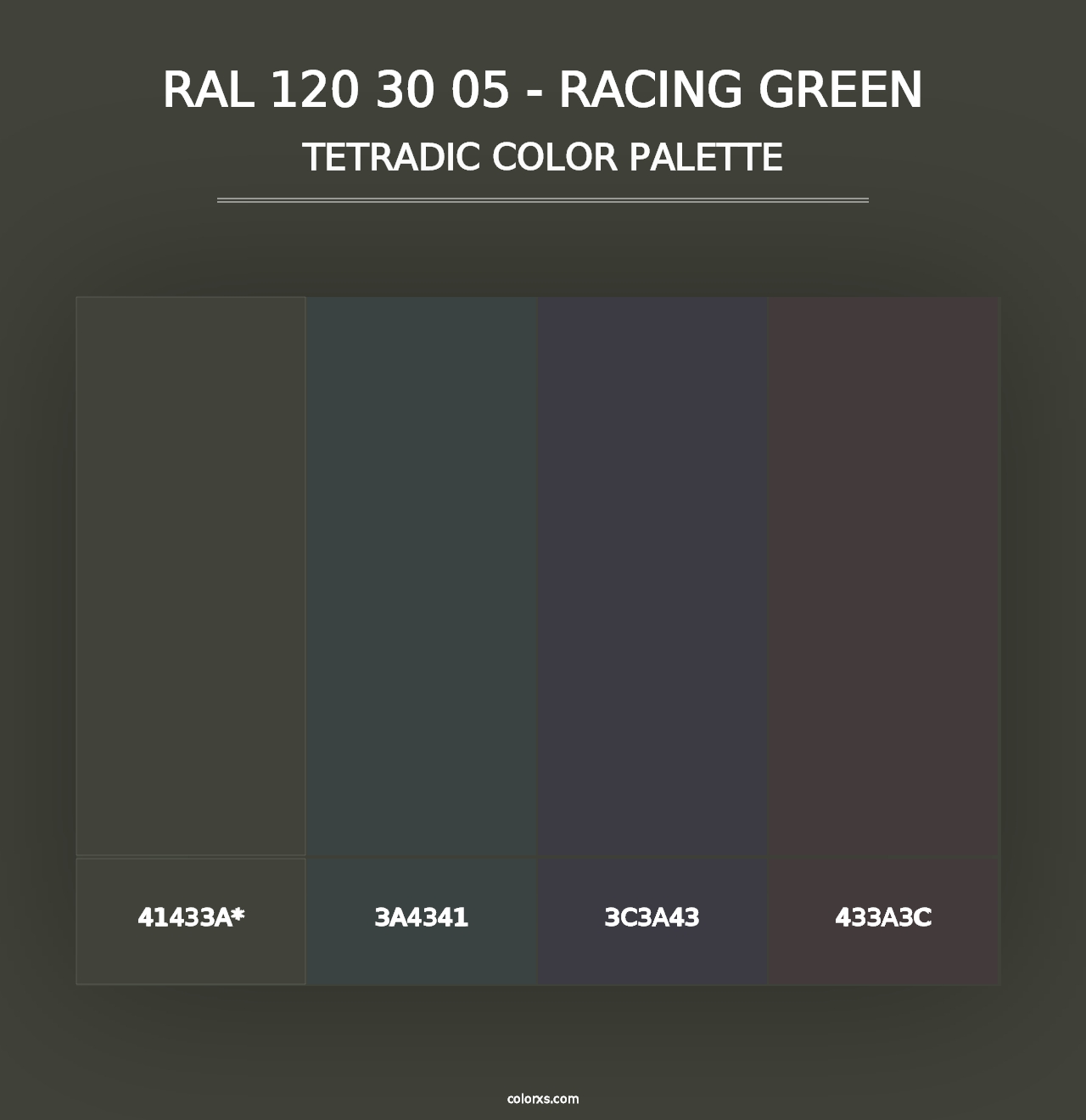 RAL 120 30 05 - Racing Green - Tetradic Color Palette