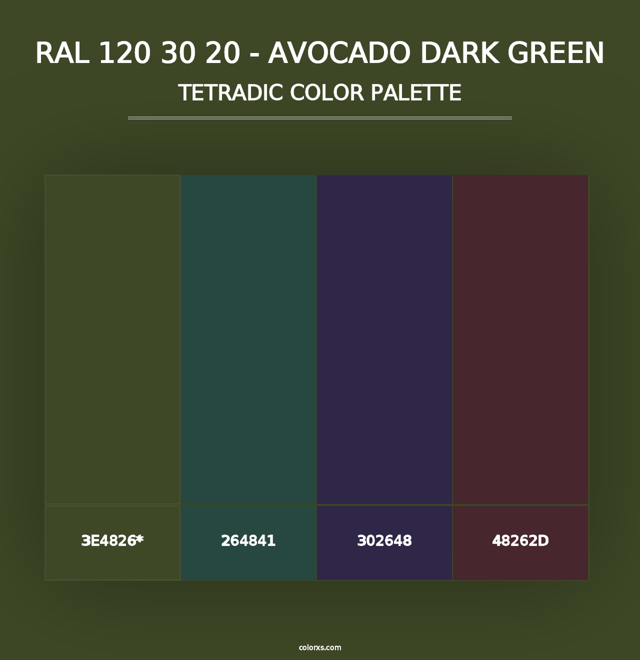 RAL 120 30 20 - Avocado Dark Green - Tetradic Color Palette