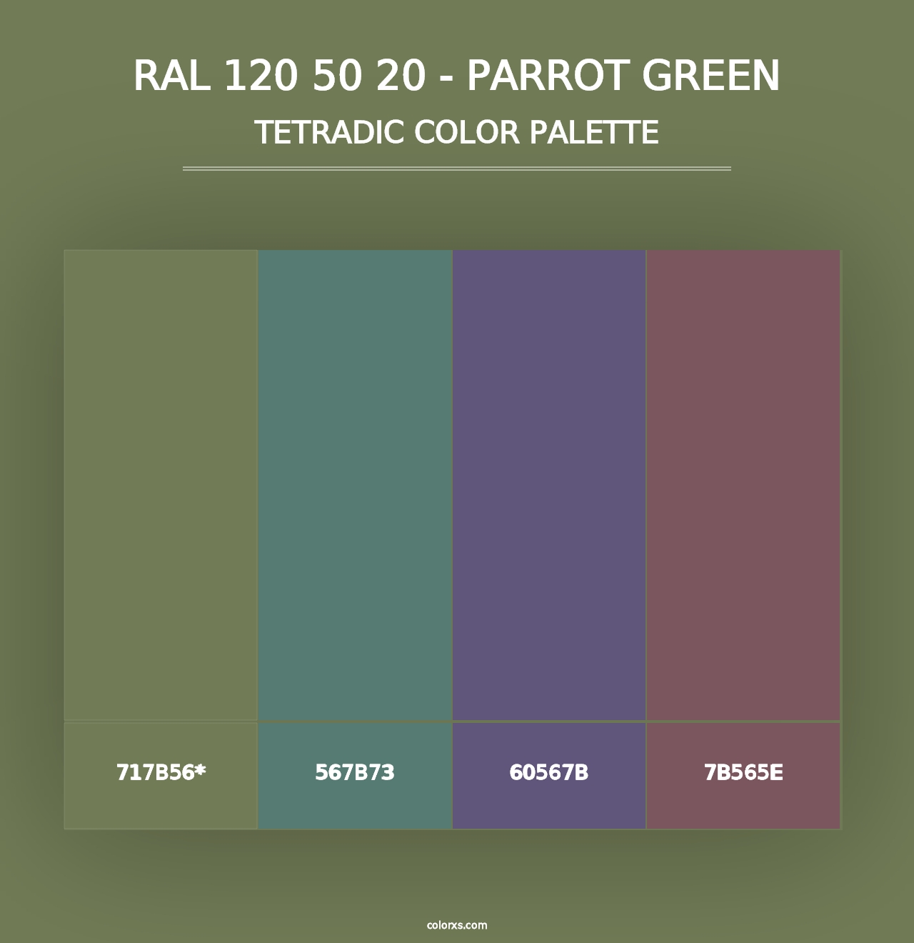 RAL 120 50 20 - Parrot Green - Tetradic Color Palette