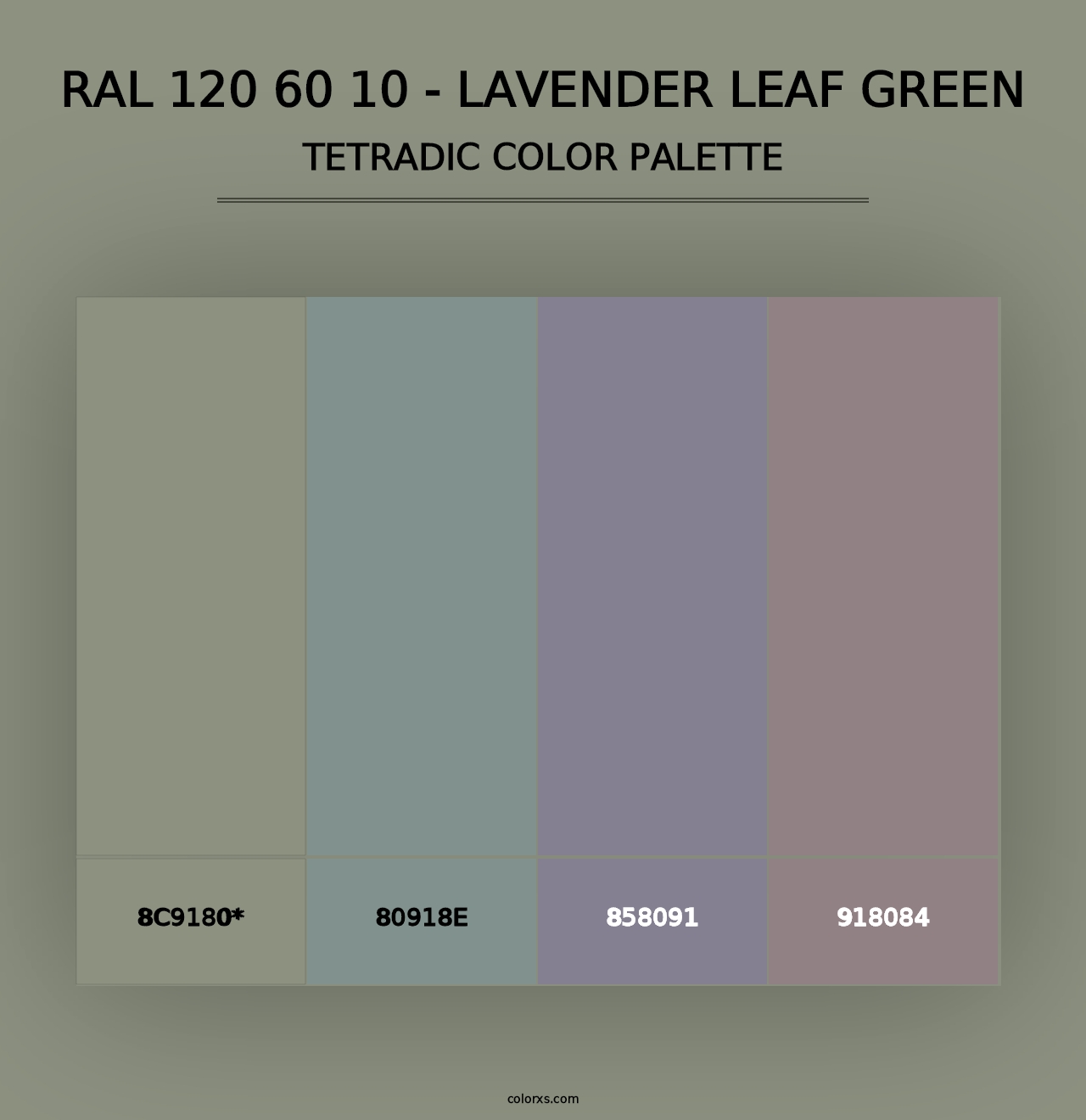 RAL 120 60 10 - Lavender Leaf Green - Tetradic Color Palette