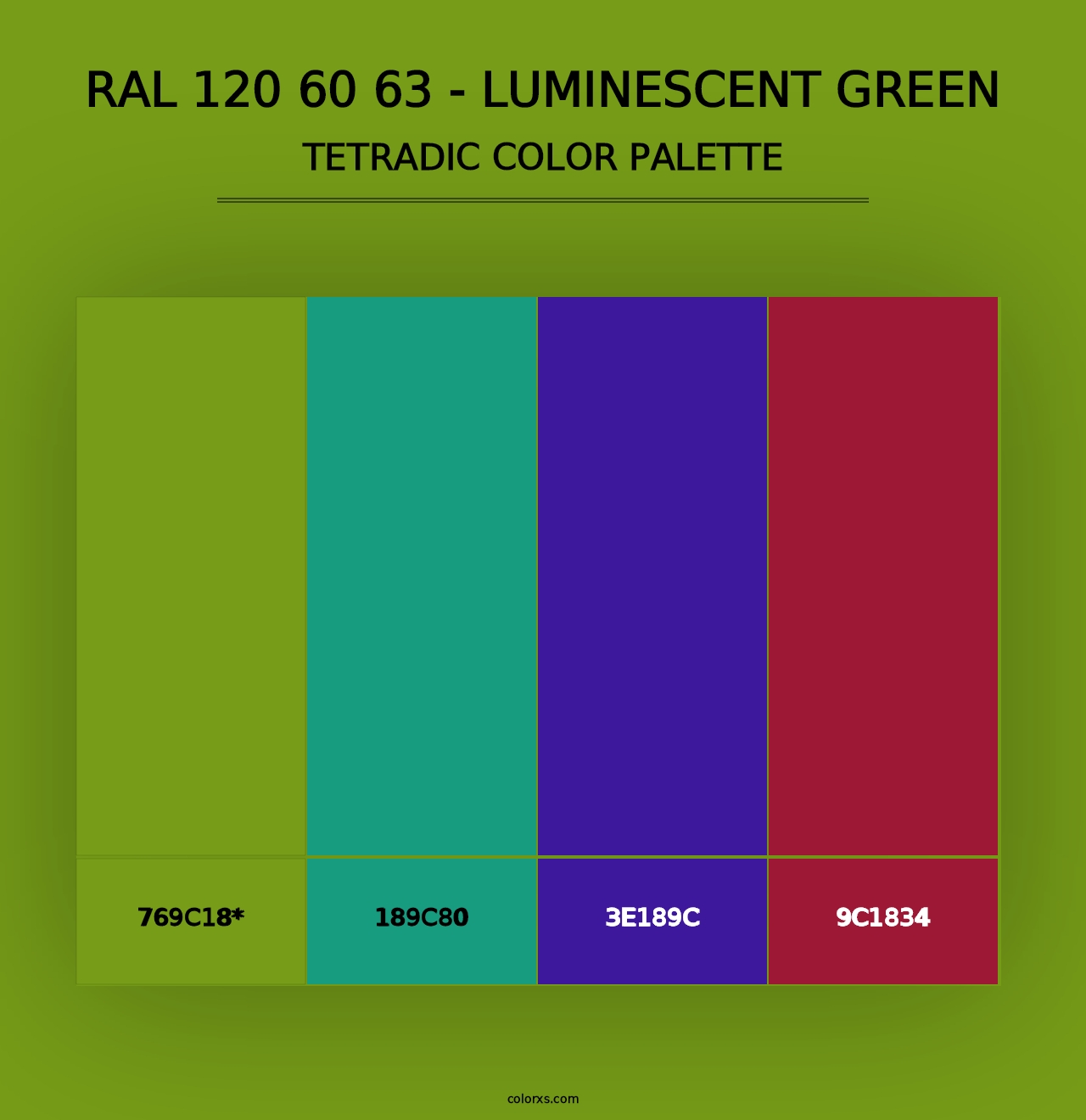 RAL 120 60 63 - Luminescent Green - Tetradic Color Palette