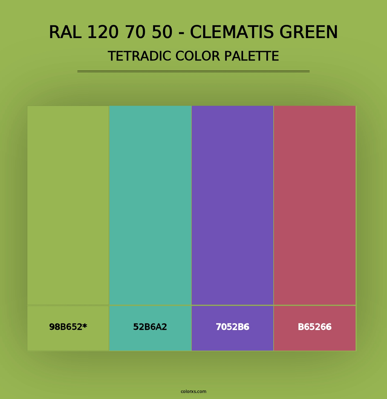 RAL 120 70 50 - Clematis Green - Tetradic Color Palette