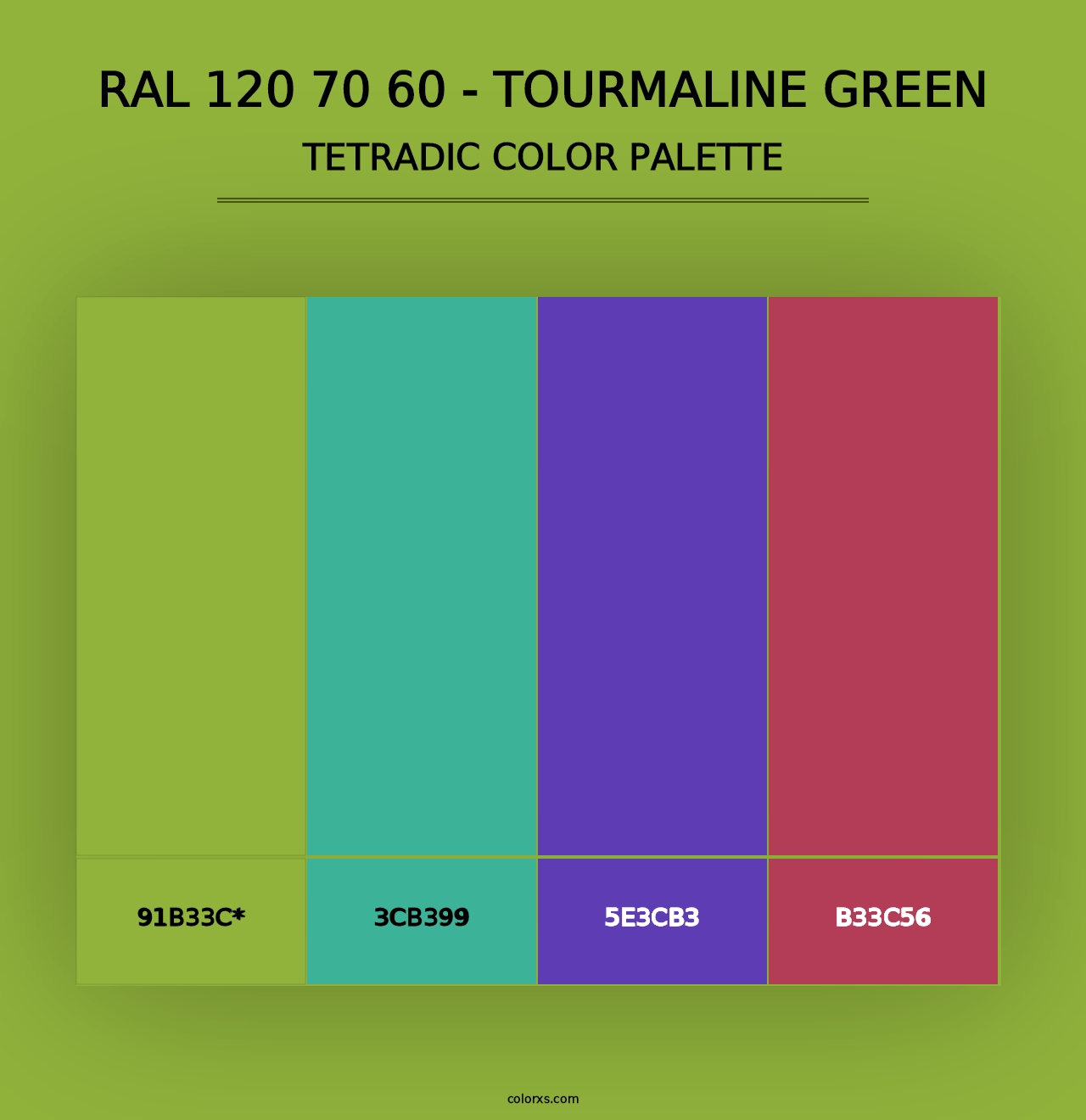 RAL 120 70 60 - Tourmaline Green - Tetradic Color Palette