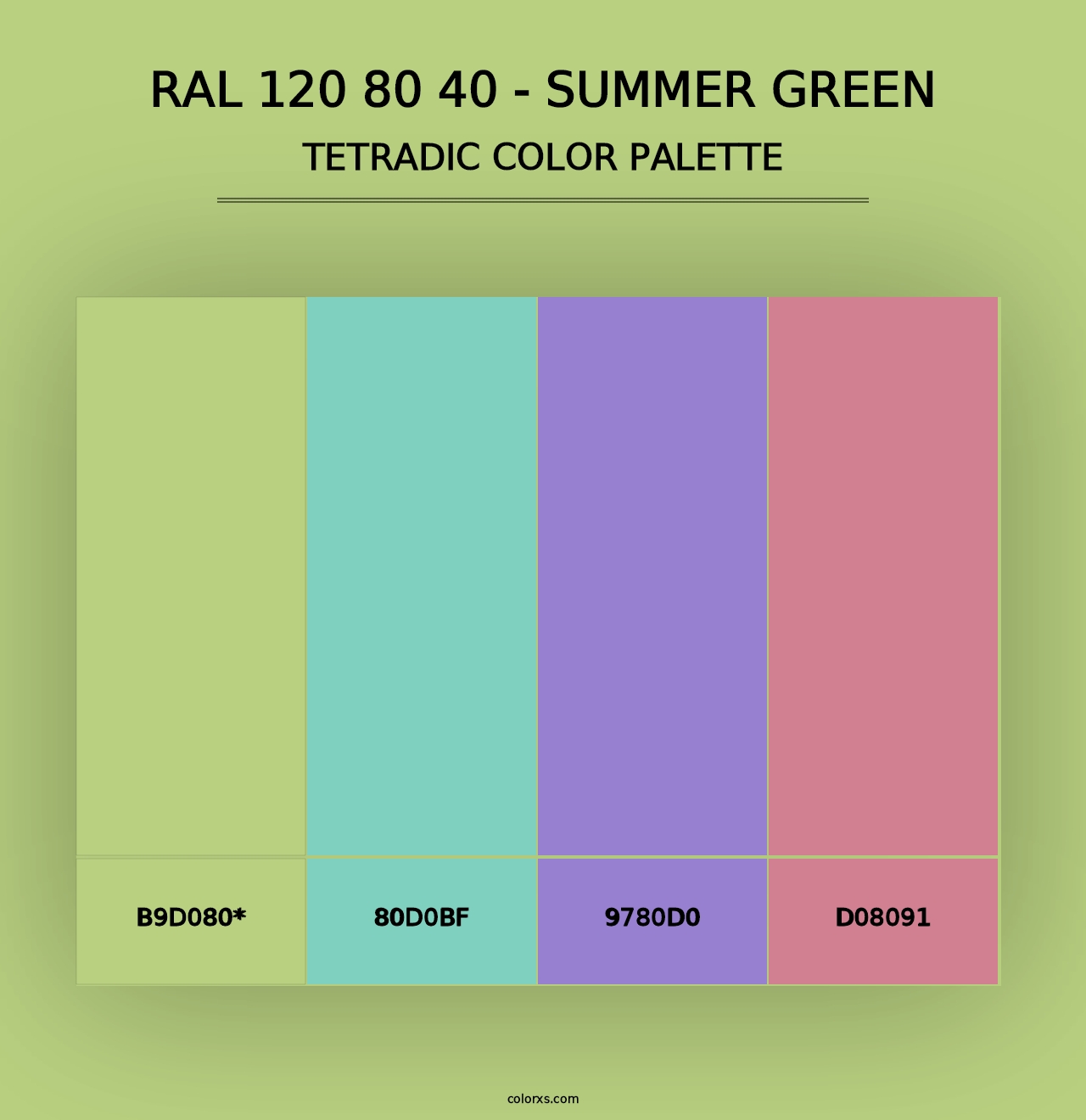 RAL 120 80 40 - Summer Green - Tetradic Color Palette