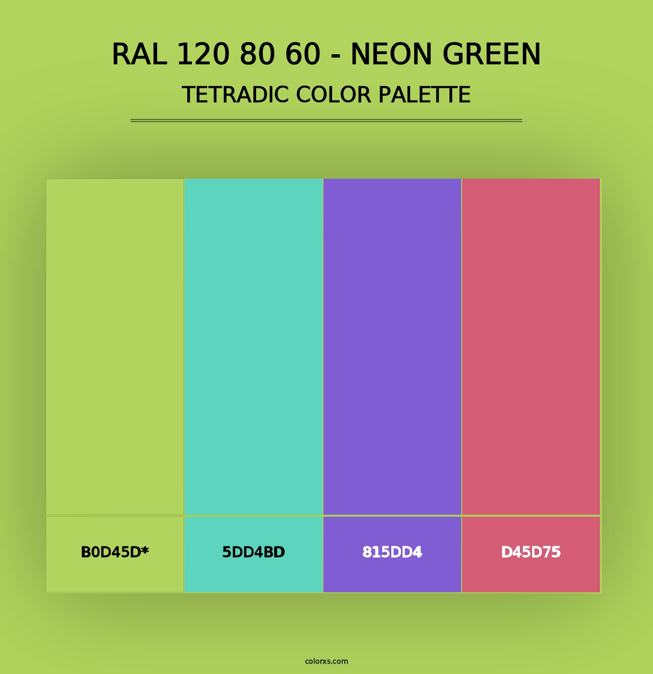 RAL 120 80 60 - Neon Green - Tetradic Color Palette