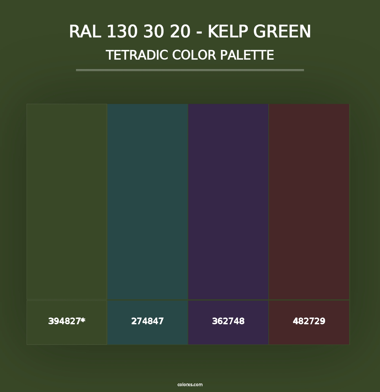 RAL 130 30 20 - Kelp Green - Tetradic Color Palette