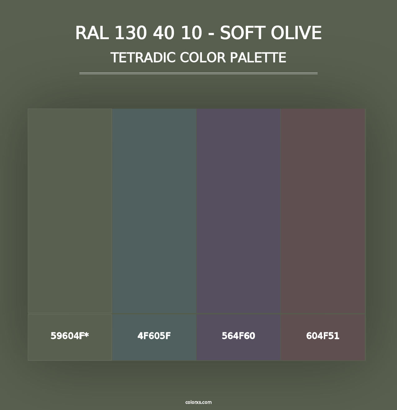 RAL 130 40 10 - Soft Olive - Tetradic Color Palette